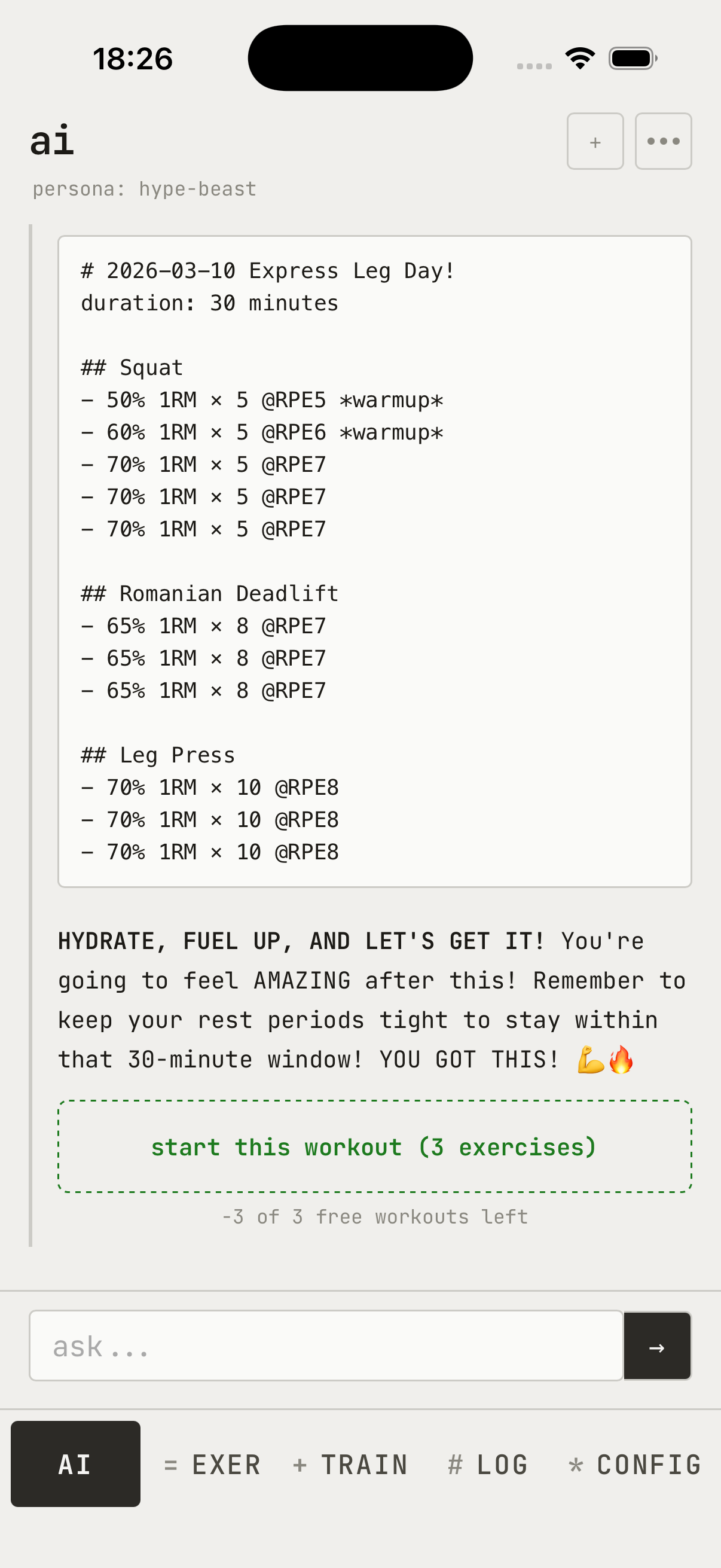AI 教练回复的结构化训练计划
